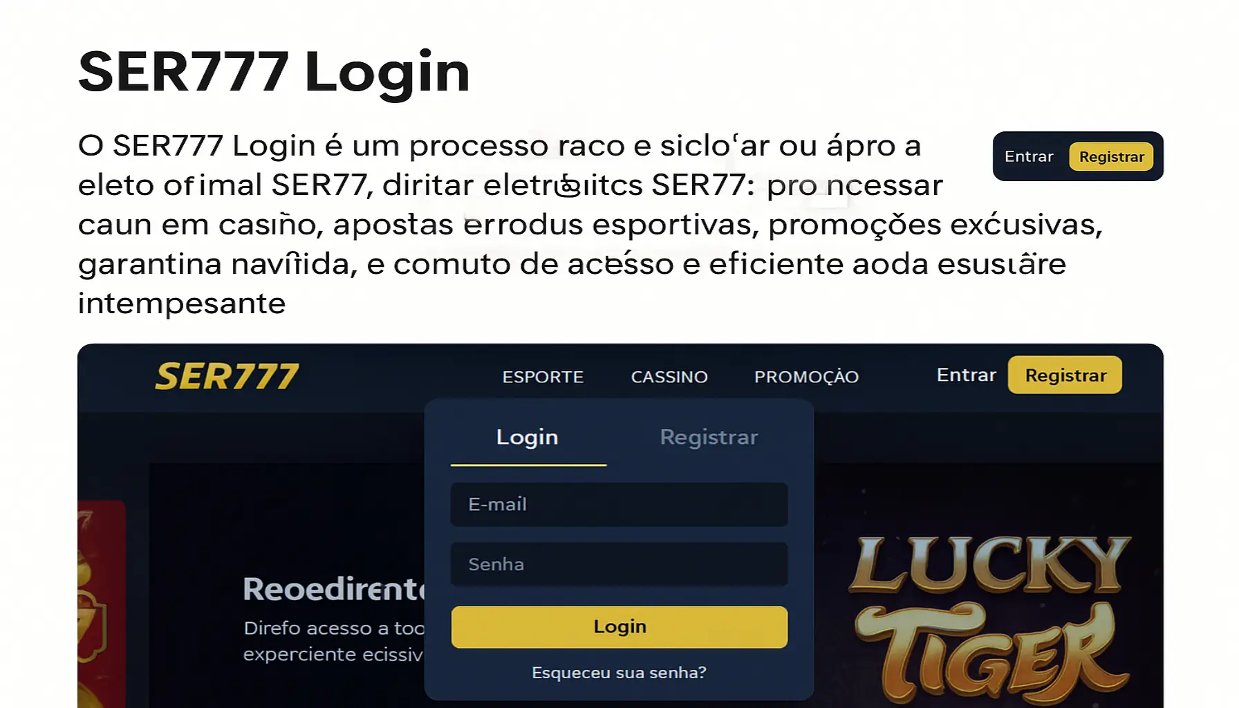 Login no Cassino SER777